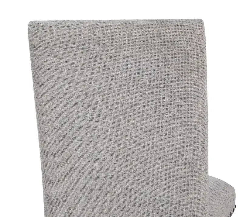 Chaise de salle à manger en tissu polyester et garniture cloutée - Beige et marron
