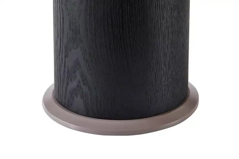23.6 Table d'appoint ronde moderne - Verre trempé ambré et bois noir