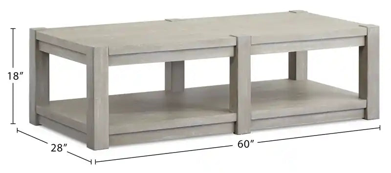 Table basse contemporaine 60 en bois massif avec étagère et roulettes - Gris Calico