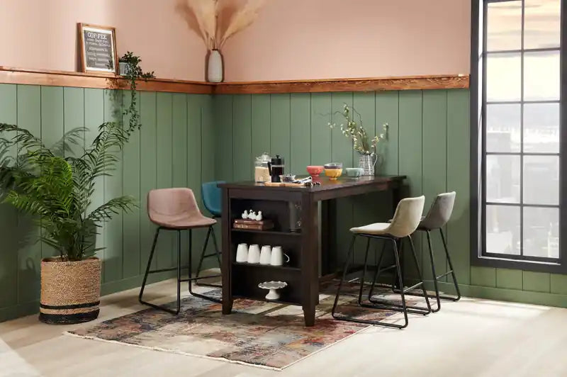 Tabouret de hauteur comptoir en tissu de cuir végétalien, 24H