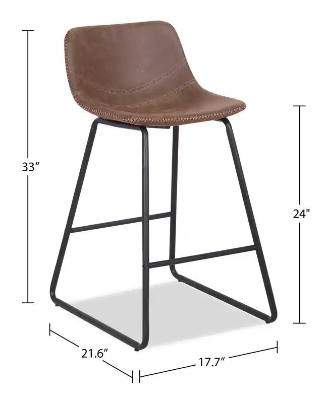Tabouret de hauteur comptoir en tissu de cuir végétalien, 24H
