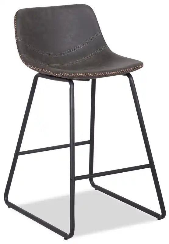 Tabouret de hauteur comptoir en tissu de cuir végétalien, 24H