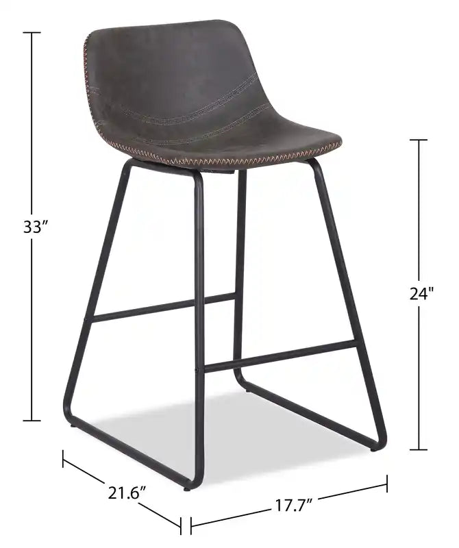 Tabouret de hauteur comptoir en tissu de cuir végétalien, 24H