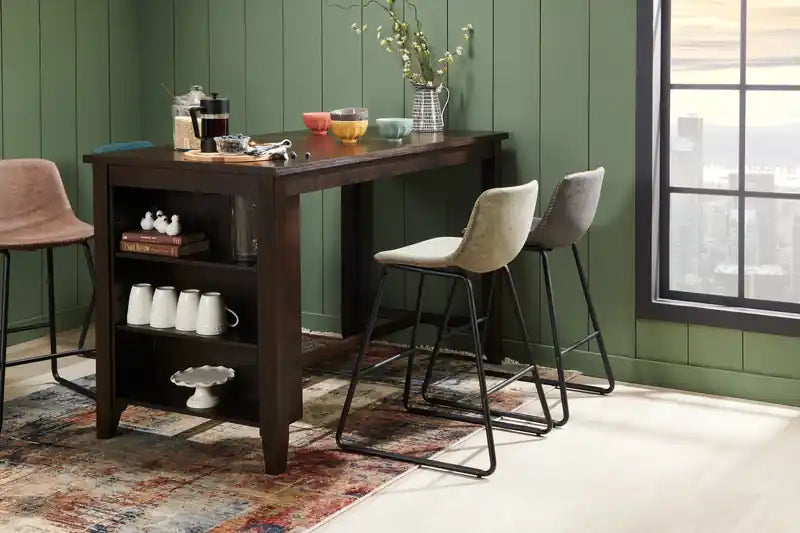 Tabouret de hauteur comptoir en tissu de cuir végétalien, 24H