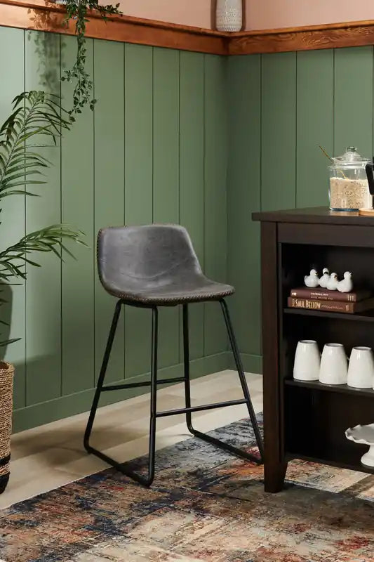 Tabouret de hauteur comptoir en tissu de cuir végétalien, 24H