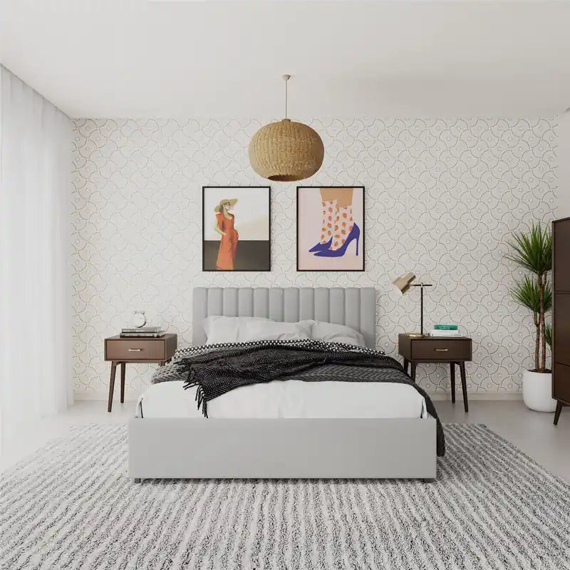 Lit Queen en tissu avec tiroirs de rangement