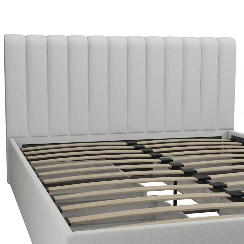 Lit Queen en tissu avec tiroirs de rangement