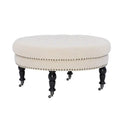 Isabelle Fabric Round Tufted Ottoman