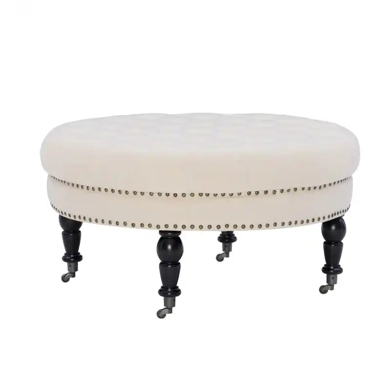 Isabelle Fabric Round Tufted Ottoman