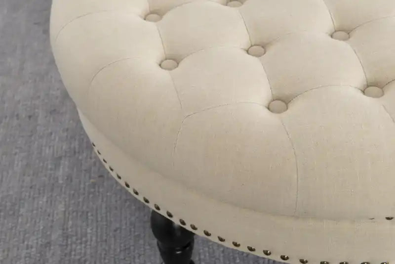 Pouf rond tufté en tissu
