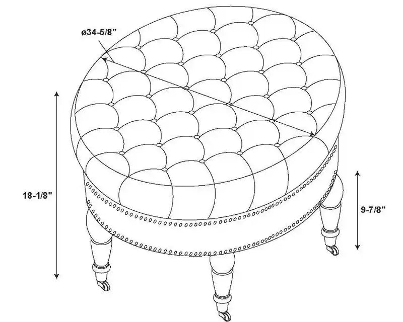 Pouf rond tufté en tissu