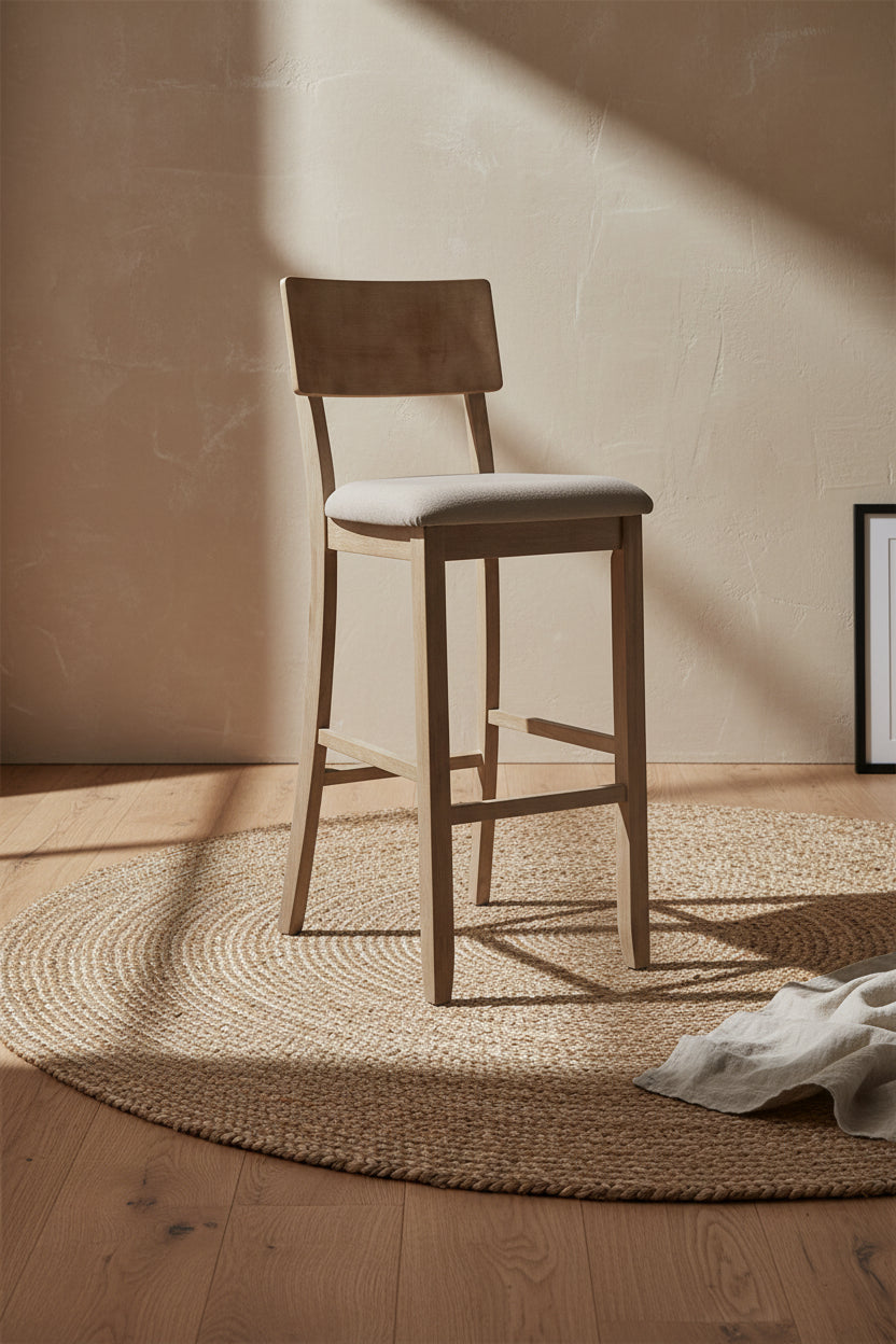 Jorissen Linen-Look Fabric Barstool