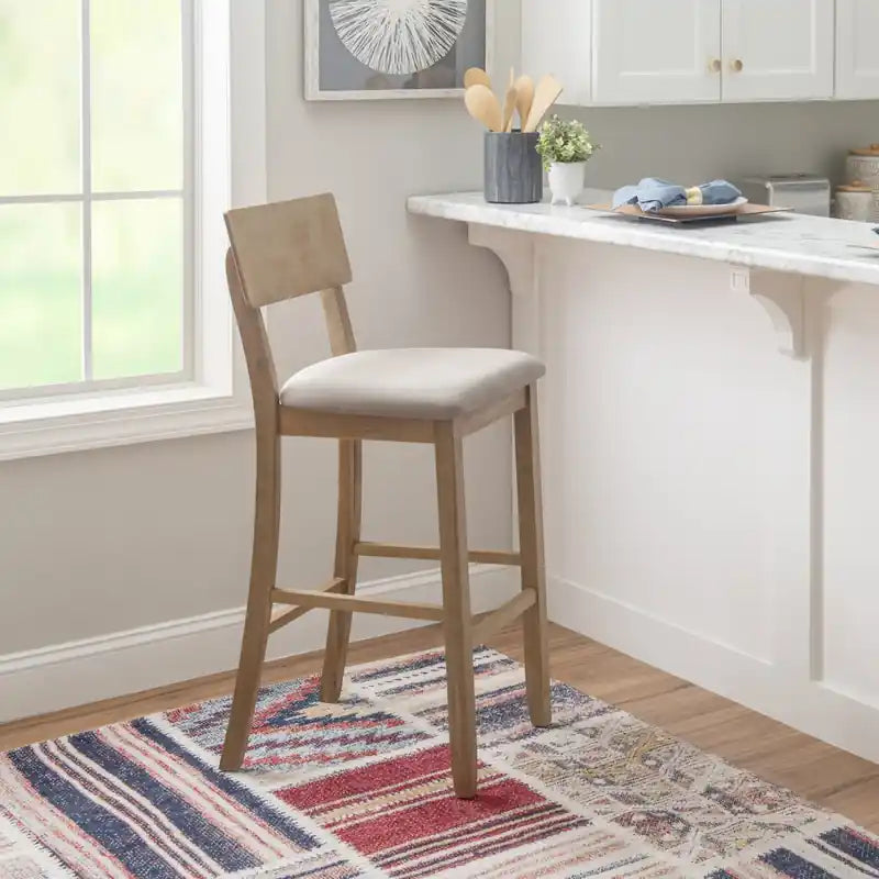Tabouret de bar en tissu aspect lin