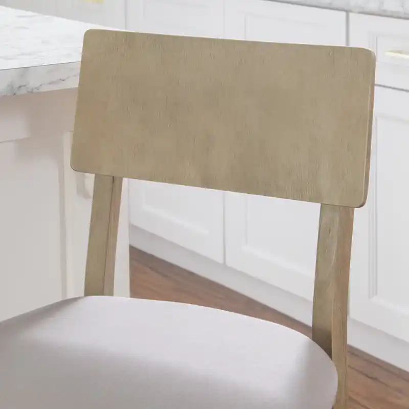 Tabouret de bar en tissu aspect lin