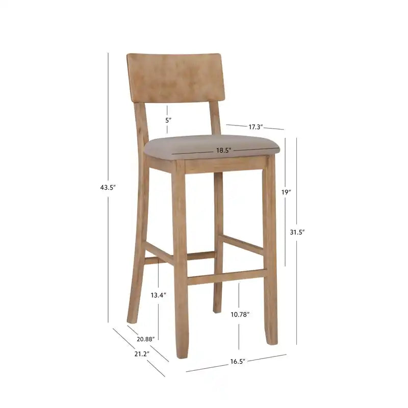 Tabouret de bar en tissu aspect lin