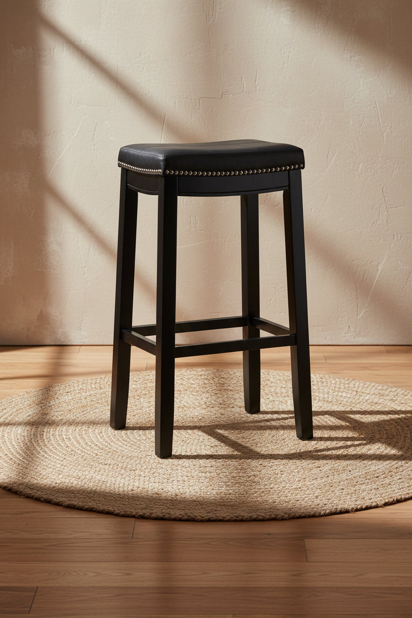Claridge Faux Leather Backless Barstool