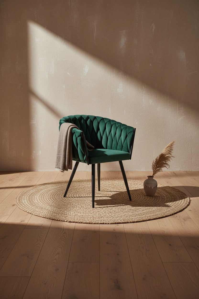 Hildy Accent Dining Arm Chair, Green Velvet (set of 2)