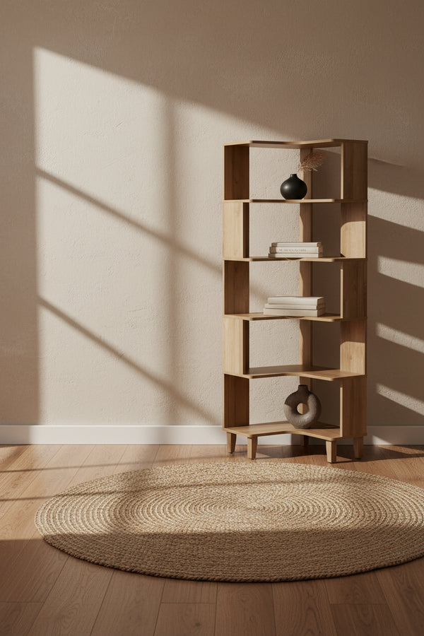 Prepac Nordik Corner Bookcase - Natural Oak