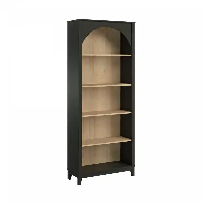 Prepac Ark Bookcase - Black and Natural Oak