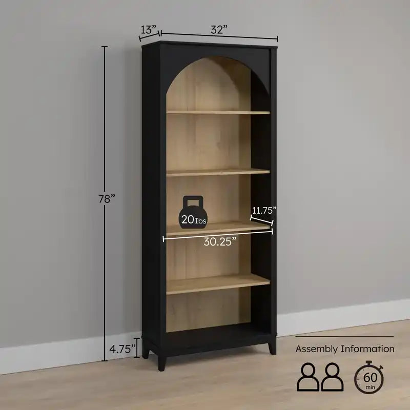 Bibliothèque - Chêne noir et naturel