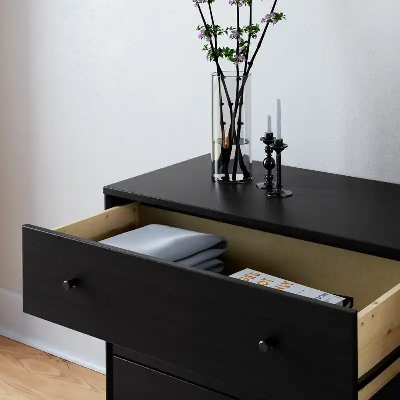 Table de chevet à 3 tiroirs - Chêne noir
