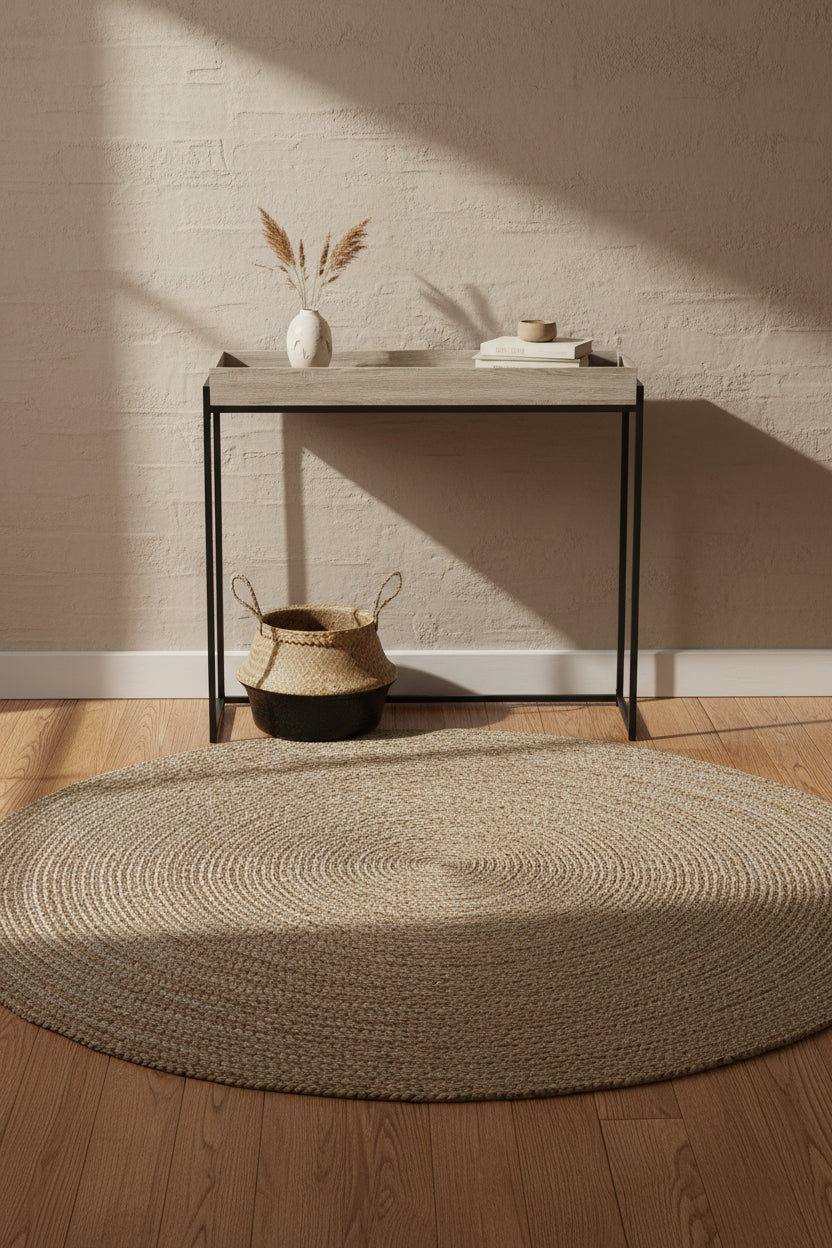 40 Modern Console Table With Sunkey Tray - Dark Taupe With Black Metal