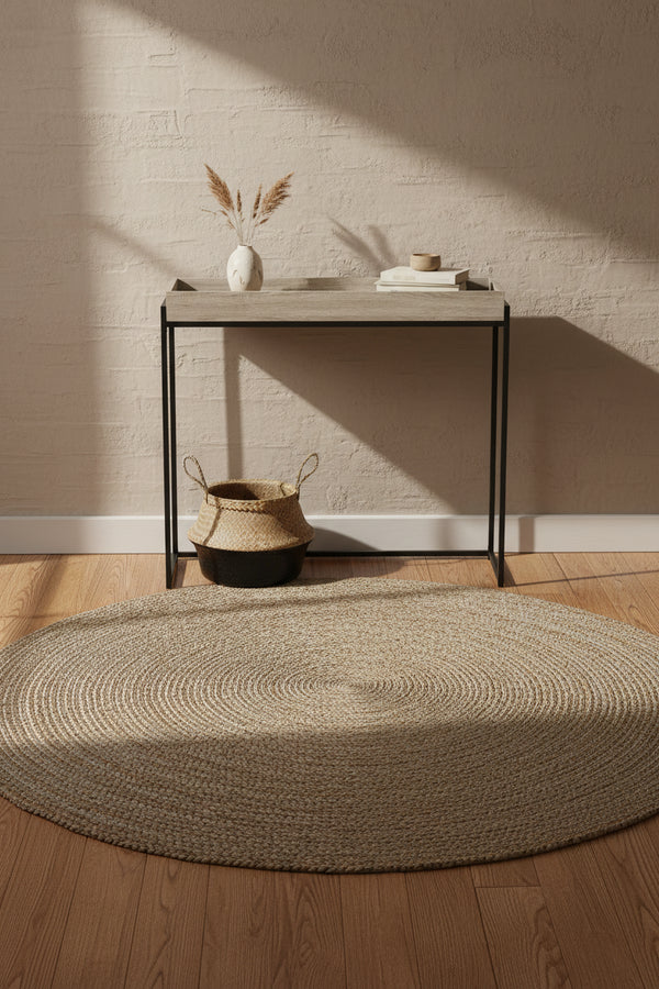 40 Modern Console Table With Sunkey Tray - Dark Taupe With Black Metal
