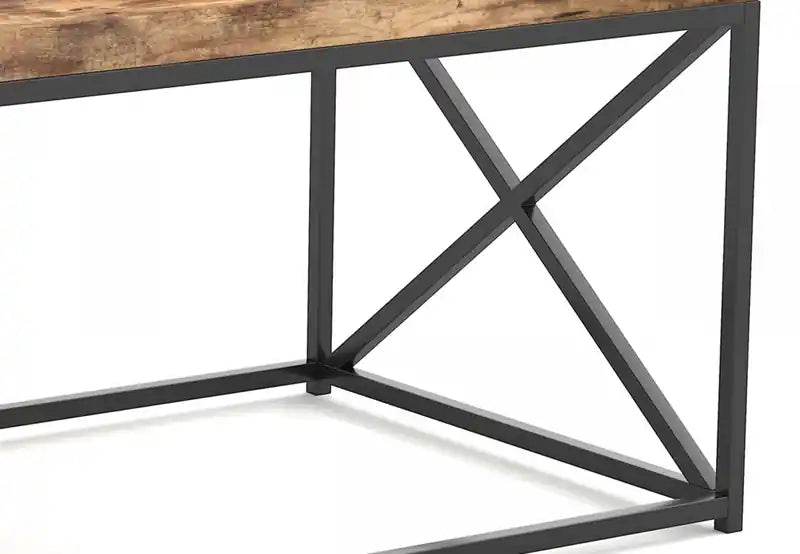 44 Table Basse en Bois Recyclé avec Métal Noir
