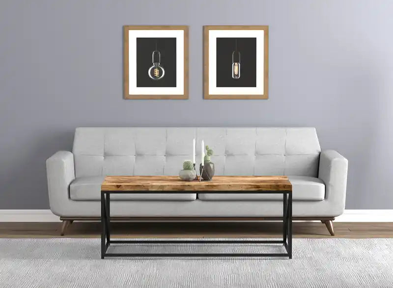 44 Table Basse en Bois Recyclé avec Métal Noir