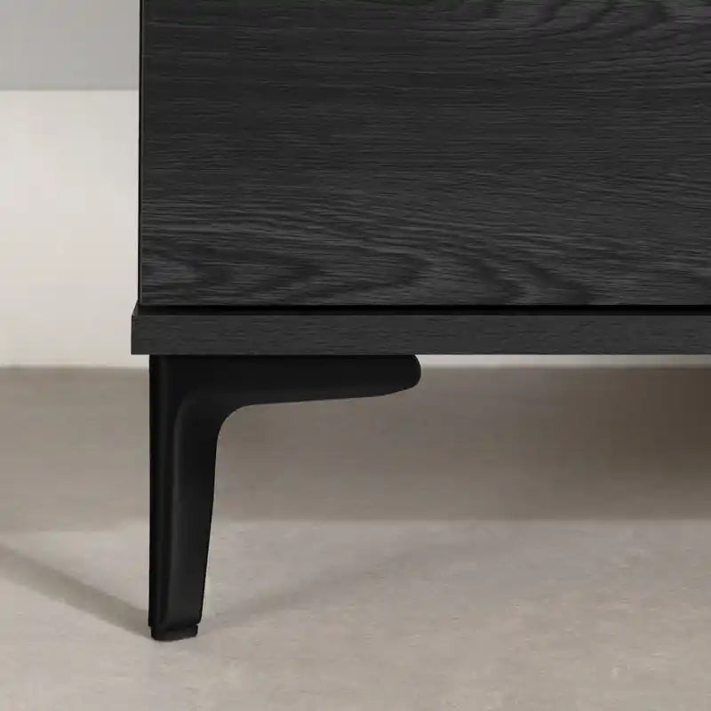 Table de chevet à 2 tiroirs avec pieds en métal - Chêne gris