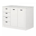 Myro Kitchen Island With Storage - Faux White Marble And White