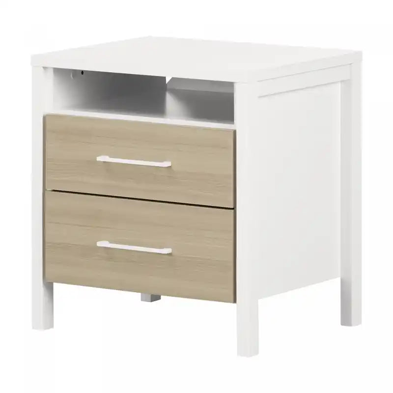Munich 2-drawer Nightstand - White And Soft Elm
