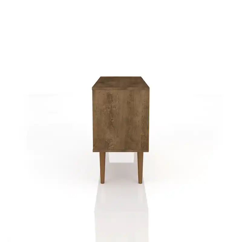Meuble TV Mid-Century Modern de 42,52 po avec 2 étagères et 1 porte – Blanc et jaune