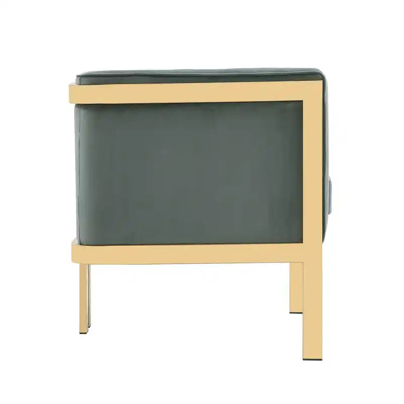 Fauteuil d'appoint en velours et laiton poli - Gris chaud