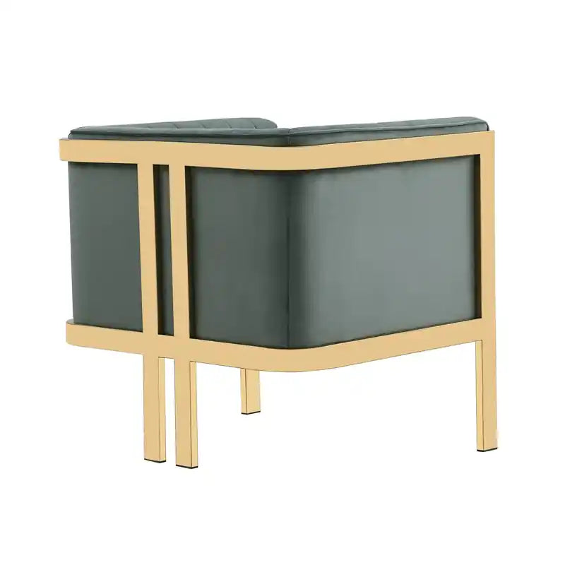 Fauteuil d'appoint en velours et laiton poli - Gris chaud