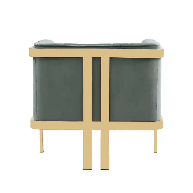 Fauteuil d'appoint en velours et laiton poli - Gris chaud