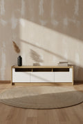 Manhattan Comfort Munoz 72.83 TV Stand with 3 Compartments & Media Shelves - Off White Gloss