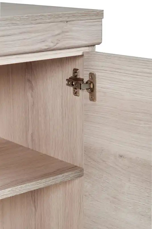 Meuble TV rustique de 61 po avec rangement et gestion des câbles pour téléviseurs jusqu'à 70 po - Blanc délavé