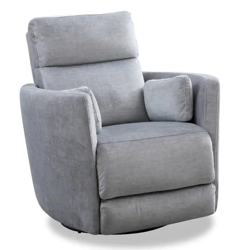 Ember 36 Fabric Swivel Power Reclining Chair - Silver Cotton