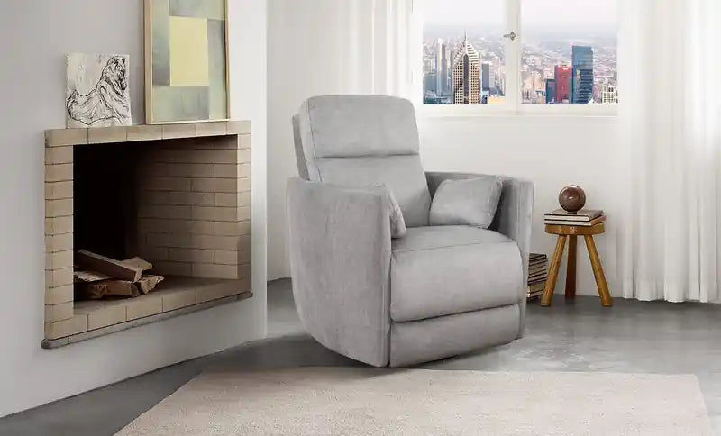 Fauteuil inclinable pivotant motorisé en tissu 36 - Coton argenté
