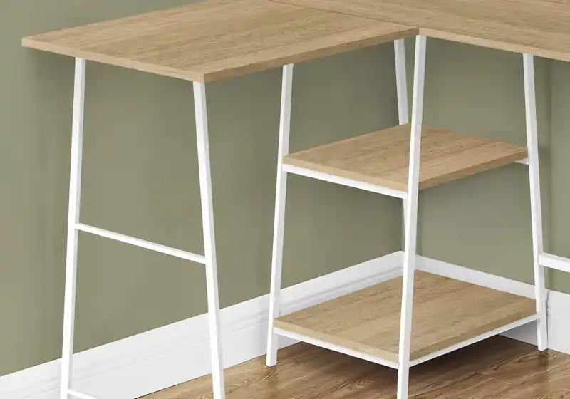 Bureau d'angle en L de 42 pouces avec étagères