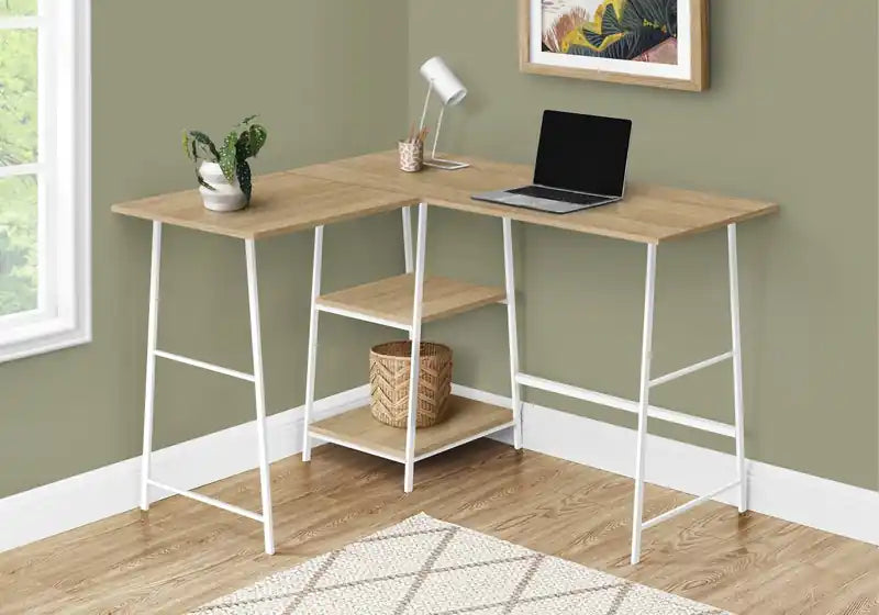 Bureau d'angle en L de 42 pouces avec étagères