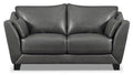 Chateau d'Ax Lusso 69 100% Genuine Leather Loveseat with Wood Legs - Charcoal Grey