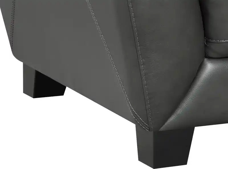 Causeuse en cuir véritable avec pieds en bois – Gris anthracite
