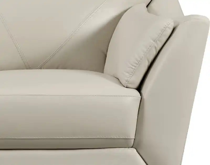 Causeuse en cuir véritable avec pieds en bois – Gris anthracite