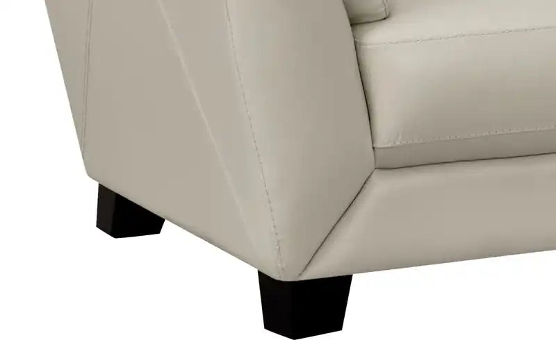 Causeuse en cuir véritable avec pieds en bois – Gris anthracite