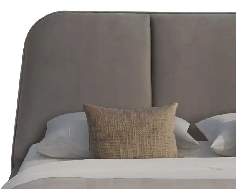 Lit plateforme rembourré en velours bleu