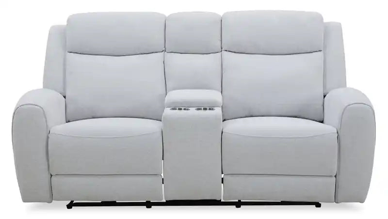 Reign 78 Fabric Power Reclining Loveseat with Console - Bronco Stone Grey